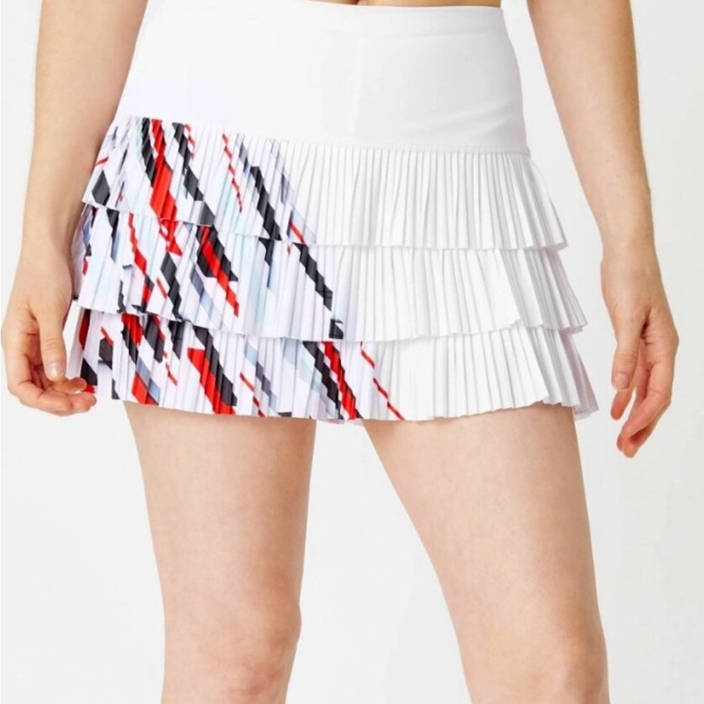 Lucky in Love Pleated tennis Skirt in White and Red
